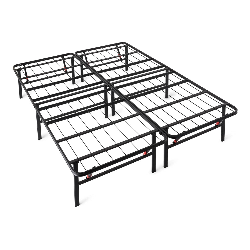 Amazon Basics Bed Frame with Storage, Foldable Metal Platform, Sturdy Steel, No Box Spring Needed, 14-inch High, Tool-Free Setup, Noise Free, Easy Assembly, Queen Size, Black