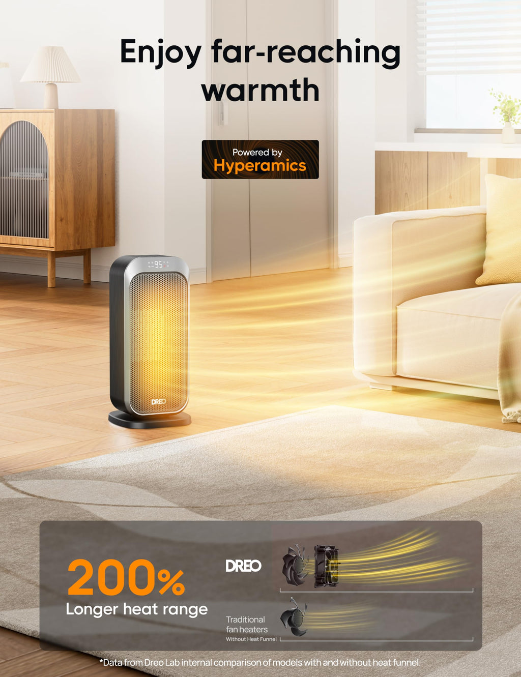 DREO Quiet Space Heater, 1500W Portable Heaters for Indoor Use with Remote
