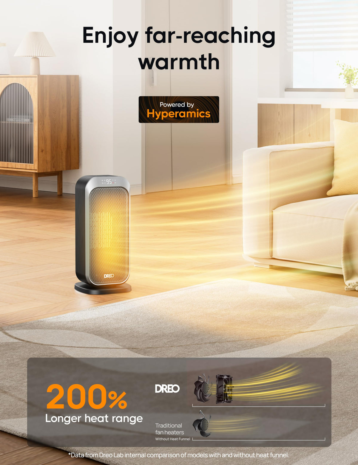 DREO Quiet Space Heater, 1500W Portable Heaters for Indoor Use with Remote