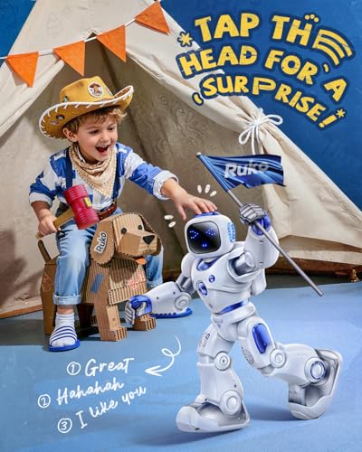 Ruko 1088 Smart Robot Toy for Kids, Large Programmable Interactive Gift | Support Remote Control & App Control & Voice Command, Birthday Gift for Boys & Girls Ages 4 5 6 7 8 9, Blue