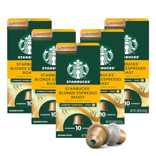 Starbucks by Nespresso Original, Blonde Roast Espresso 50-count | Blonde Roast Coffee Espresso Pods