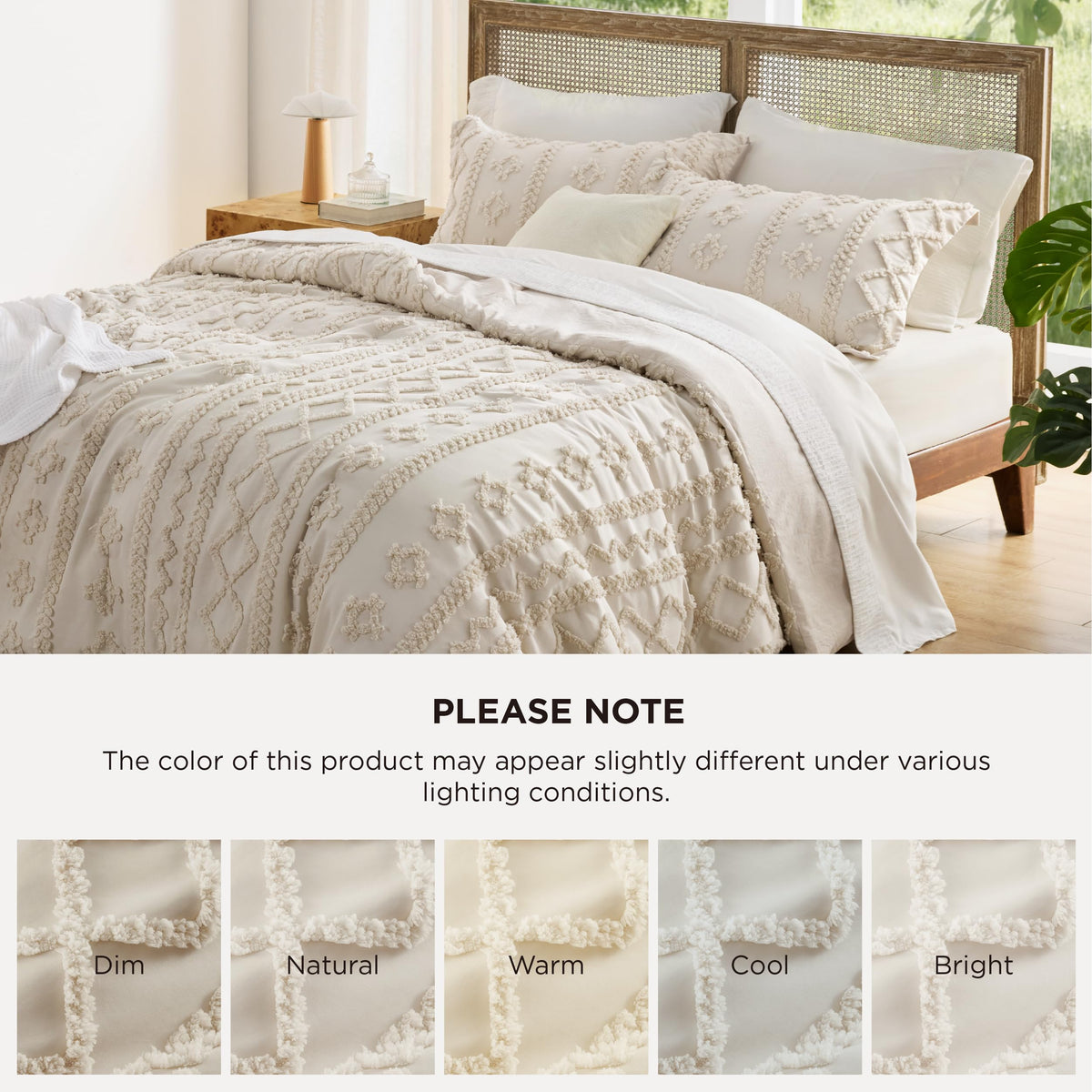Bedsure Tufted Boho Comforter Set Queen, Bedroom Decor Bedding Set Beige | Soft Breathable Polyester,Fluffy Texture ,3 Pieces Gift For Girls Women,Marshmallow,All Seasons,Machine-washable,OEKO-TEX
