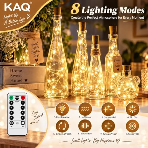 KAQ Fairy Lights Battery Operated with Remote, 4Pack 80FT 240LED Warm White | Timer & 8 Modes, Waterproof Wire, Memory, Cuttable Starry Twinkle String Lights for Bedroom Wedding Classroom Christmas Decor