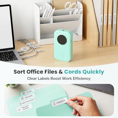 Phomemo D30 Label Maker Machine with Tape, Bluetooth Mini Label Printer | Inkless Thermal Printing, Rechargeable Portable Labeler, Massive Templates Fonts, Waterproof Labels for Home, School, Office