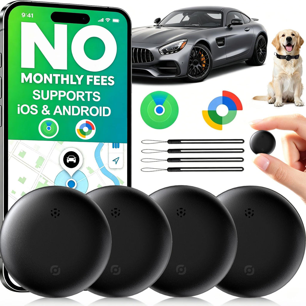 RGIMF GPS Tracker for Vehicles No Subscription, iOS & Android Dual System | Precise Location Car Tracker Tag, IP66 Bluetooth Tracker Device for Key, Luggage, Wallet, Kid and Pet (2-Pack)