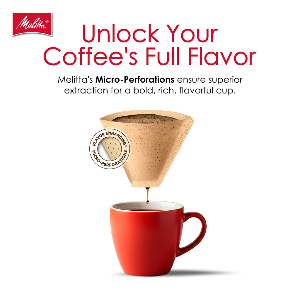 Melitta #4 Unbleached Coffee Filters, Natural Brown Cone Filters, 3-Pack