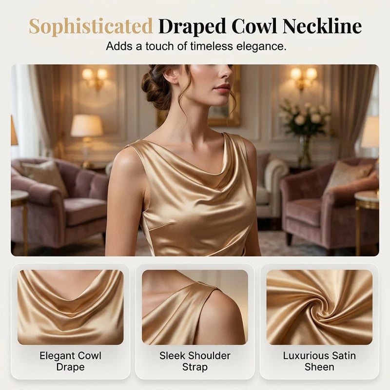 Women's Sleeveless Cowl Neck Midi Dress