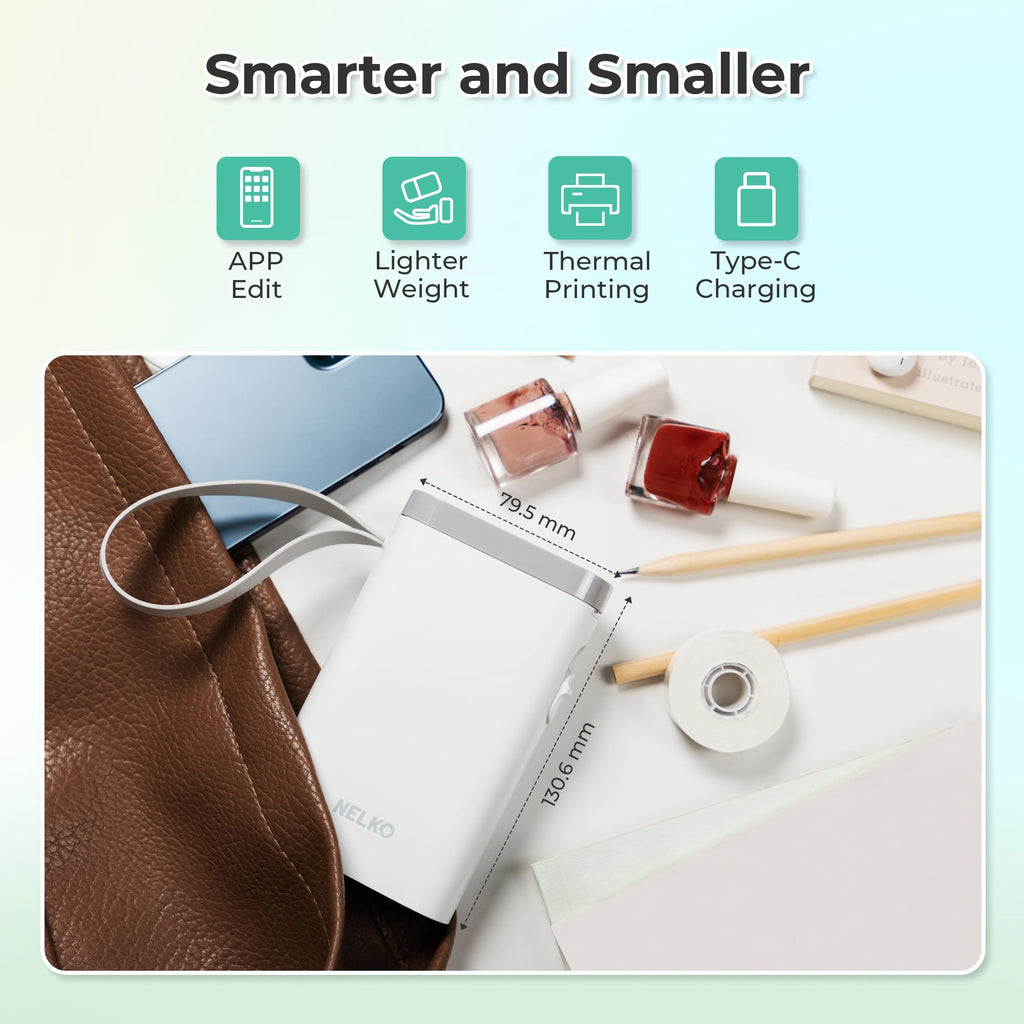 Nelko P21 Label Maker Machine with Tape, Bluetooth Label Printer, White | Creative App & Multiple Templates, Inkless Printing, Built-in Cutter, Ideal for School, Teacher Supplies, Office, and Home