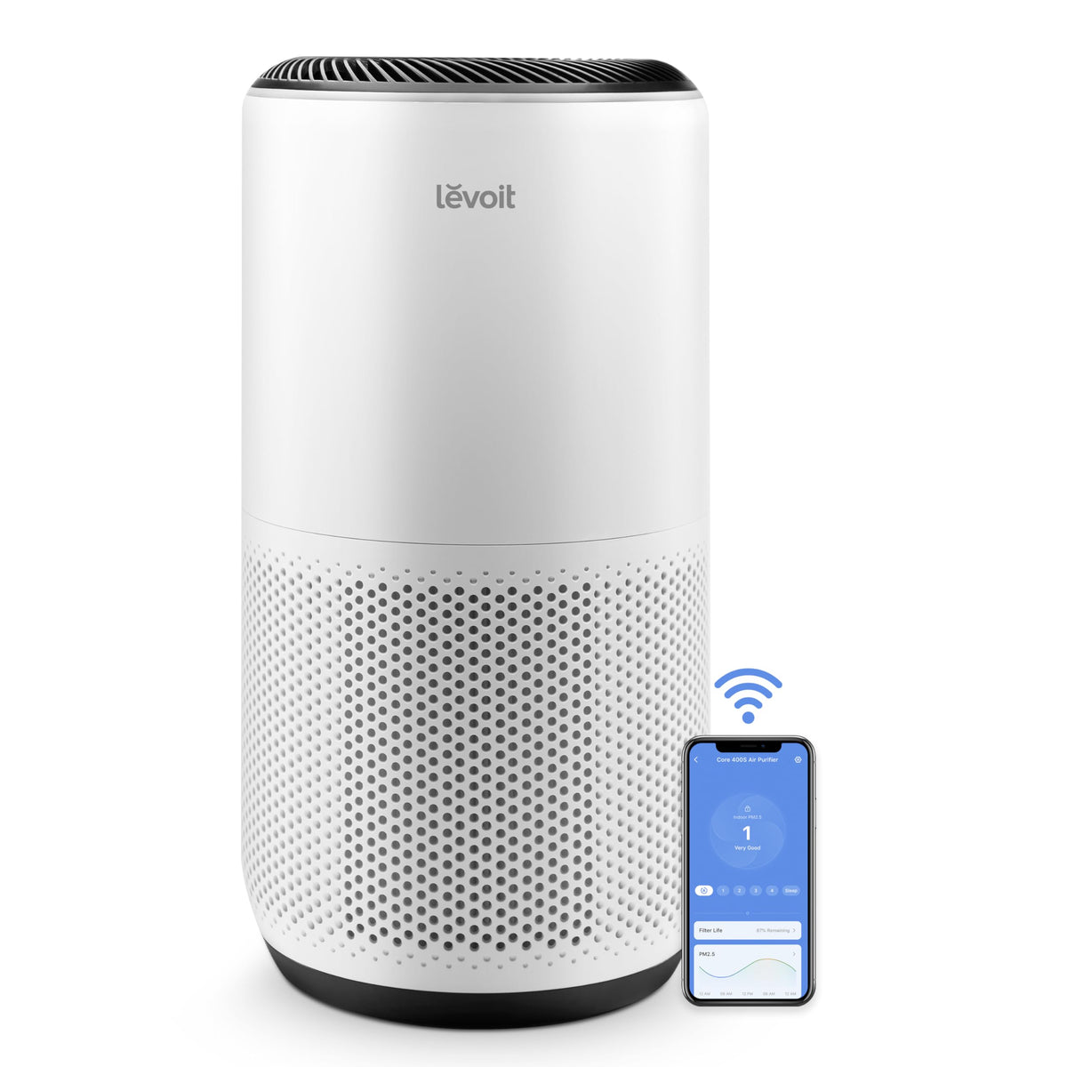 LEVOIT Smart Air Purifiers for Home Large Room Up to 1733 Ft² Core 400S-P | HEPA Sleep Mode, AHAM VERIFIDE, Auto Mode, Air Quality Monitor, 3-in-1 Filter For Pet Allergy, Smoke, Dust, ChildLock, White