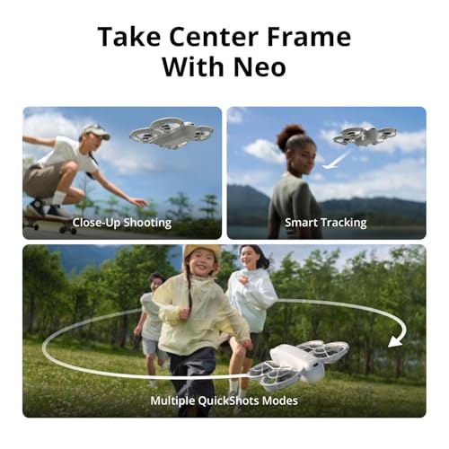 DJI Neo, Mini Drone with 4K UHD Camera for Adults, 135g Self Flying Drone that Follows You, Palm Takeoff, Subject Tracking, QuickShots, Stabilized Video, Built-In Propeller Guard (Controller-Free)