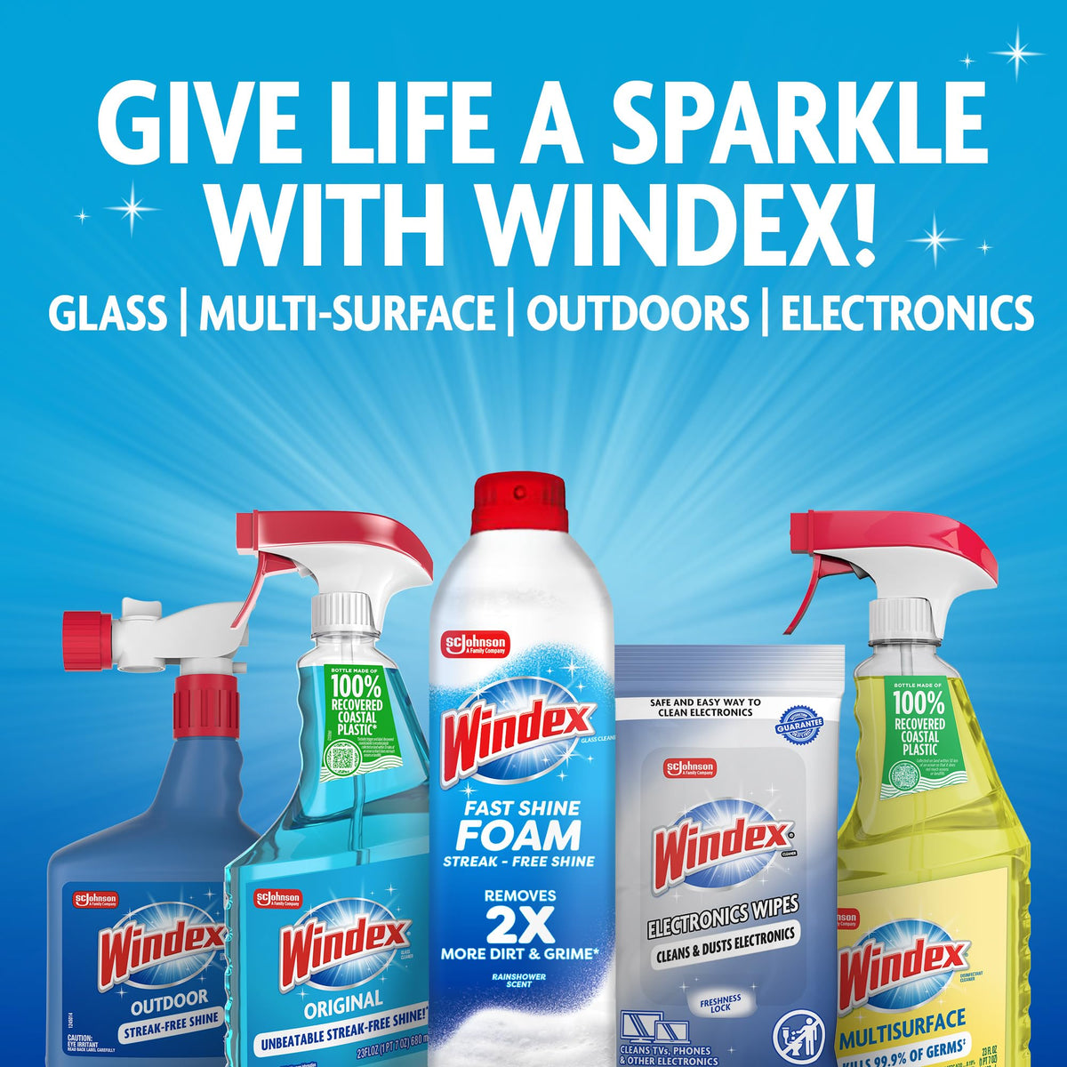 Windex Glass & Window Cleaner Spray Bottle, Original, 23 oz | Streak-Free Shine, Removes Dirt, Smudges & Fingerprints from Glass Tabletops, Windows, Mirrors, Shower Doors & More