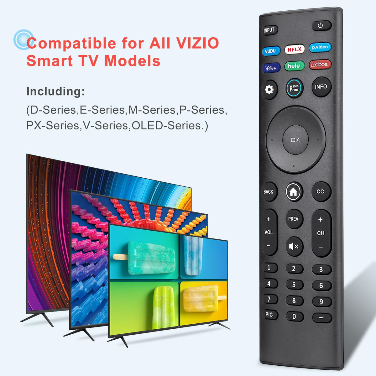Universal Remote Control XRT140 for VIZIO Smart TV Remote Replacement XRT136 XRT260 XRT270 Smartcast D, E, M, P, V, PX Series Smart TVs
