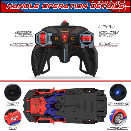 BLUEJAY Transform RC Cars for Boys 3-12, 2.4Ghz Remote Control Car | 1:18 Scale Transforming Robot, One-Button Deformation 360° Rotation Car Toy Gifts for Boys