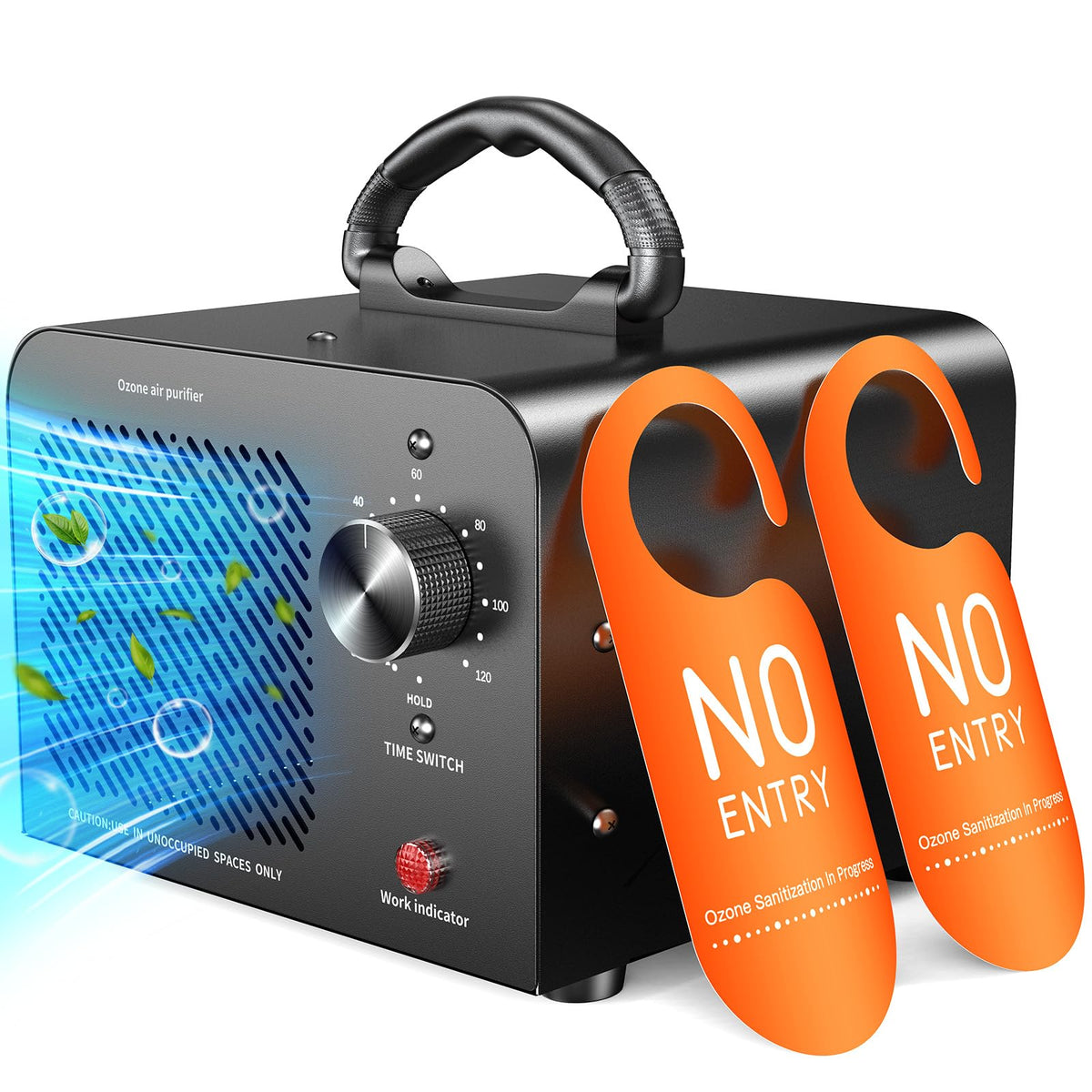 Ozone Generator 48,000mg, Ozone Machine Odor Eliminator Removal, O3 Ionizer | Commercial High Capacity Air Purifier Deodorizer, Portable Mini for Car, Home, Smoke, Pets, Industrial, for 4000 Sq. Ft-Black