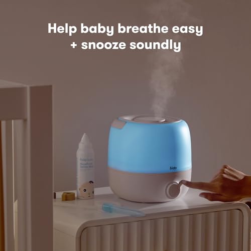 Frida 3-in-1 Cool Mist Humidifier for Large Rooms & Bedroom, Diffuser | Allergy Relief, 60 Hour Runtime, Nightlight, Auto Shut-Off, Quiet, Carry Handle, Essential Oil Diffuser