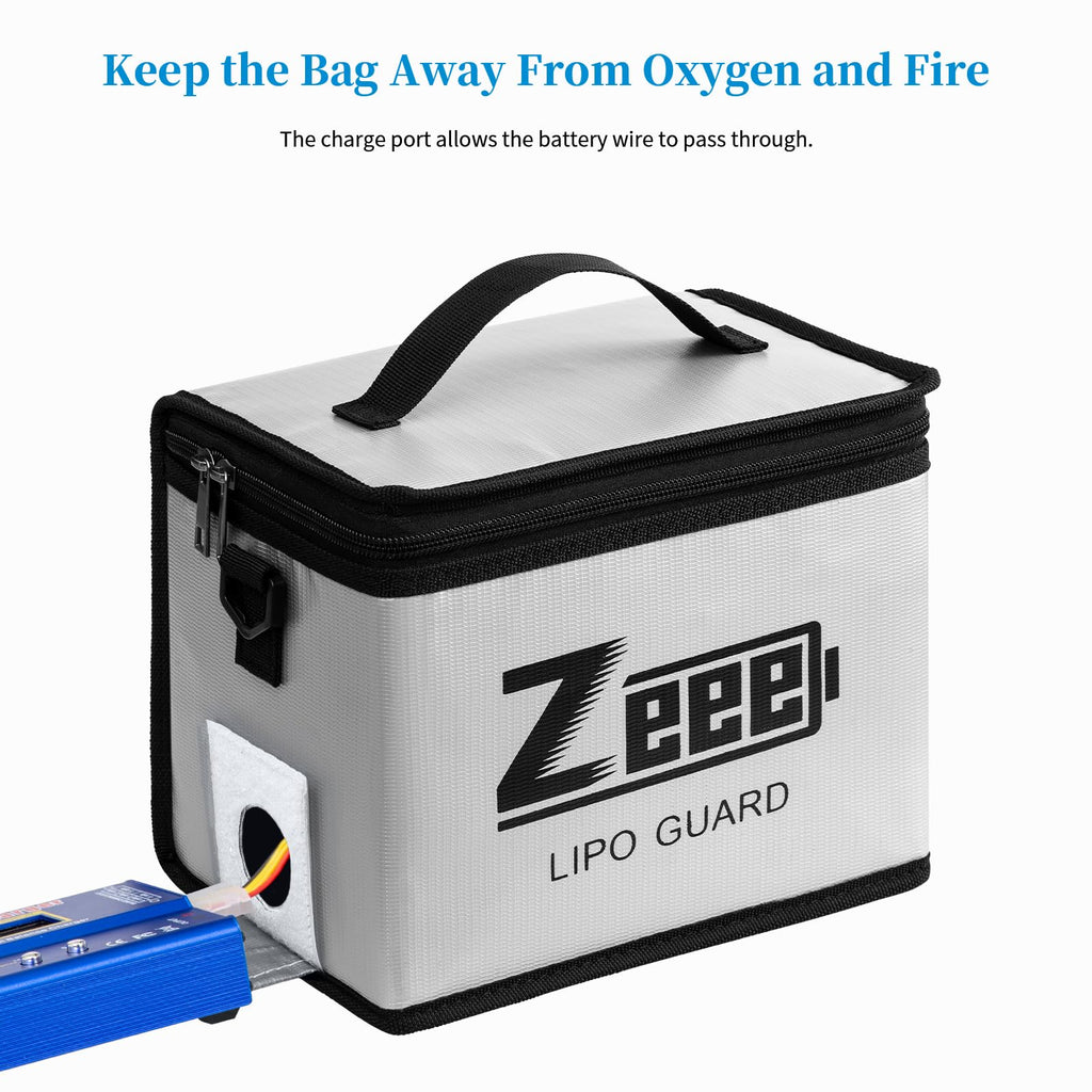 Zeee Fireproof Explosionproof Lipo Bag Battery Storage(8.46 x 6.5 x 5.71in) | Large Capacity Guard Pouch for Lipo Charge & Storage
