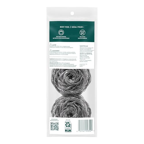 Scotch-Brite Stainless Steel Scrubbers, 3 Pack