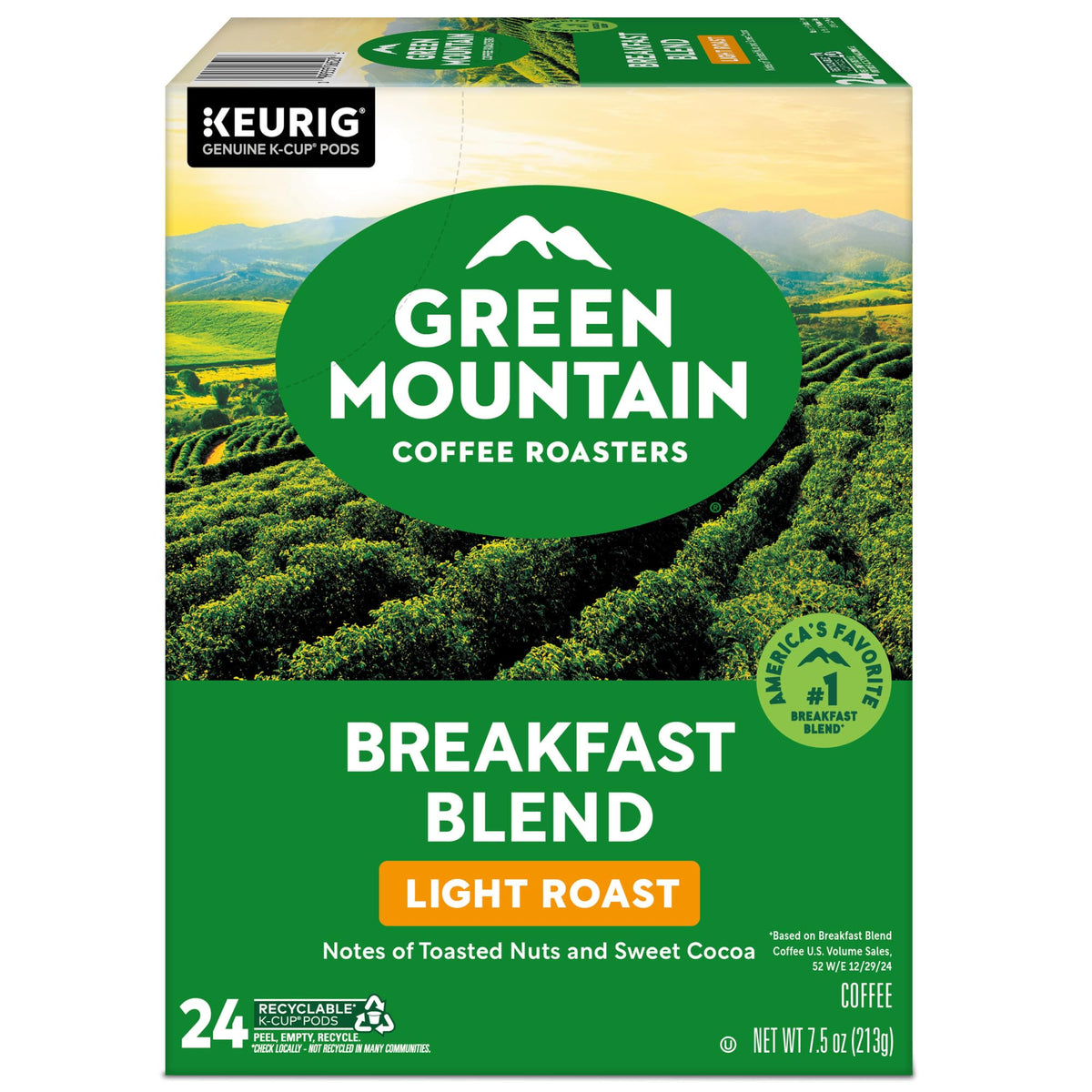 Green Mountain Coffee Roasters Breakfast Blend Single-Serve Keurig K-Cup Pods, Light Roast Coffee, 96 Count