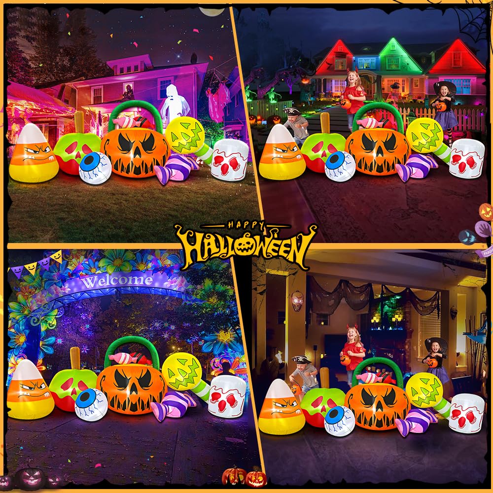 10 FT Halloween Inflatable Blow up Outdoor Decorations Pumpkin Ghost Combo, Halloween Decorations Outdoor Inflatable Bow Up Pumpkin Decoration Outdoor with LED Inflatable Halloween for Yard Garden