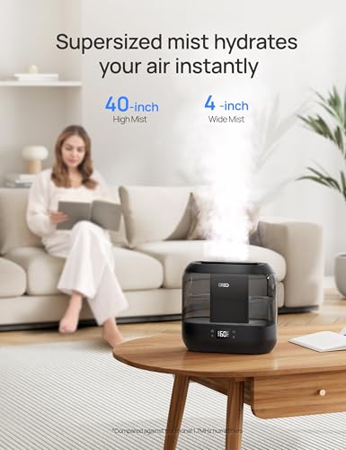 DREO Smart Humidifiers for Bedroom, 4L Cool Mist Humidifier | Top Fill, Quiet Sleep 28 dB, 36H Runtime for large room, Touch/APP/Voice Control, Nightlight, ideal for Baby, Plants, Nursery