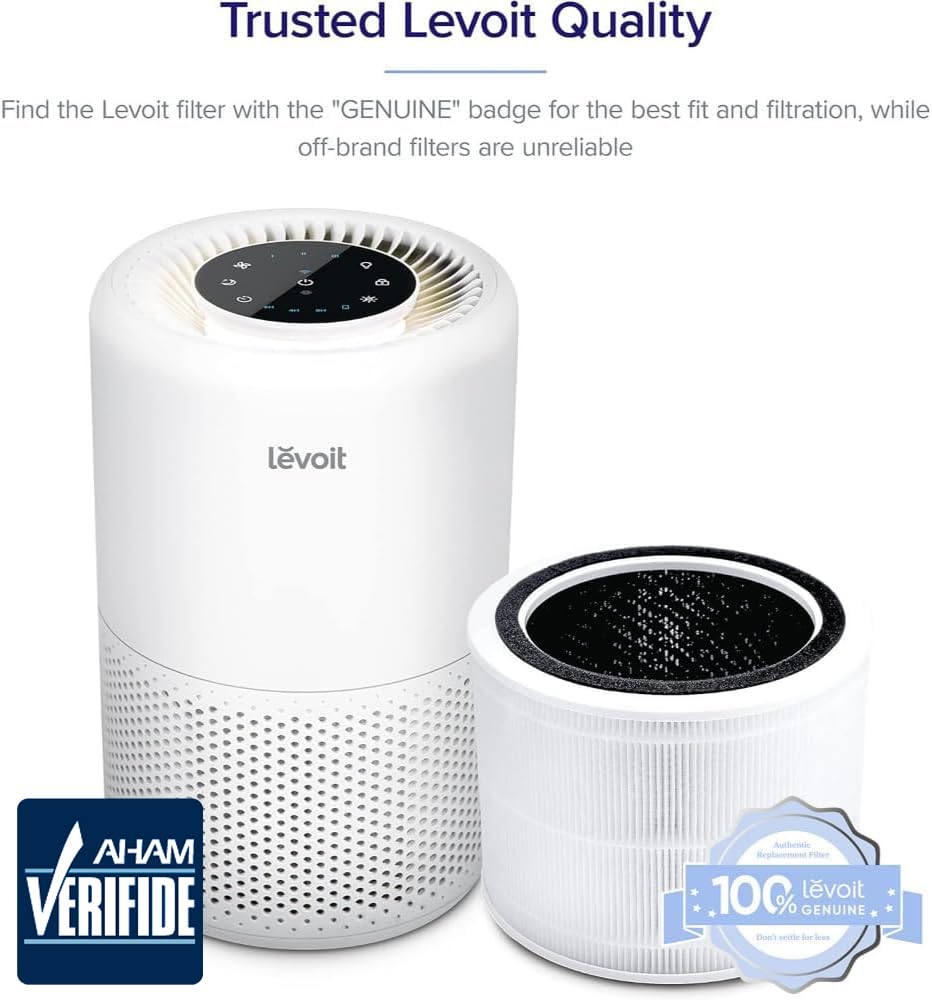 Levoit Core 200S-P Air Purifier Replacement Filter,Genuine Air Filter,1Pack | AHAM VERIFIDE,HEPA Sleep Mode, High-Efficiency Activated Carbon, Removes Smoke, Odors, Allergens,Dust,Pet Hair, Core 200S-RF