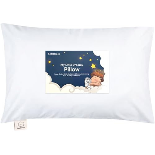 Toddler Pillow with Pillowcase, 13x18 My Little Dreamy Pillow (Soft White) | Kids Travel Bed Pillow for Sleep, Organic Cotton Small Pillowcase, Soft, Breathable, Machine Washable, Toddlers 2-5 years