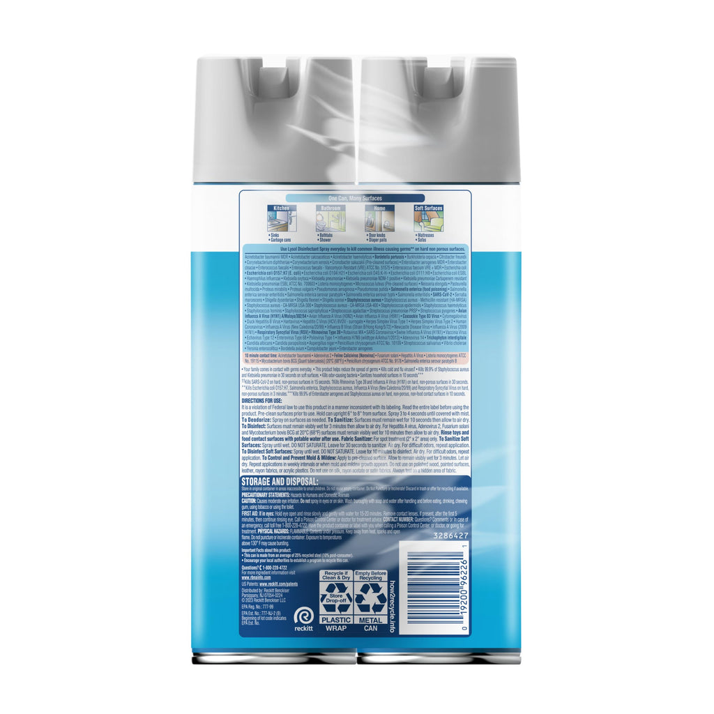 Lysol Disinfectant Spray, Sanitizer, Crisp Linen, 19 oz, 2 Pack | Multi-Surface Disinfecting & Sanitizing Antibacterial Room Spray, Deodorizer Spray, Home & Bathroom Cleaning Supplies