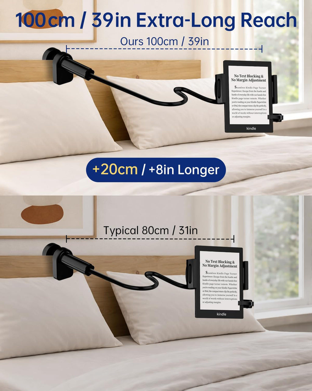 Kindle Stand with Remote Page Turner, Kindle Holder for Reading in Bed