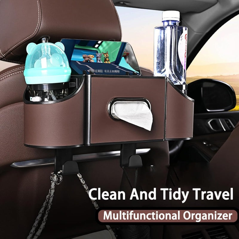 Multifunctional Nappa Leather Car Backseat Organizer