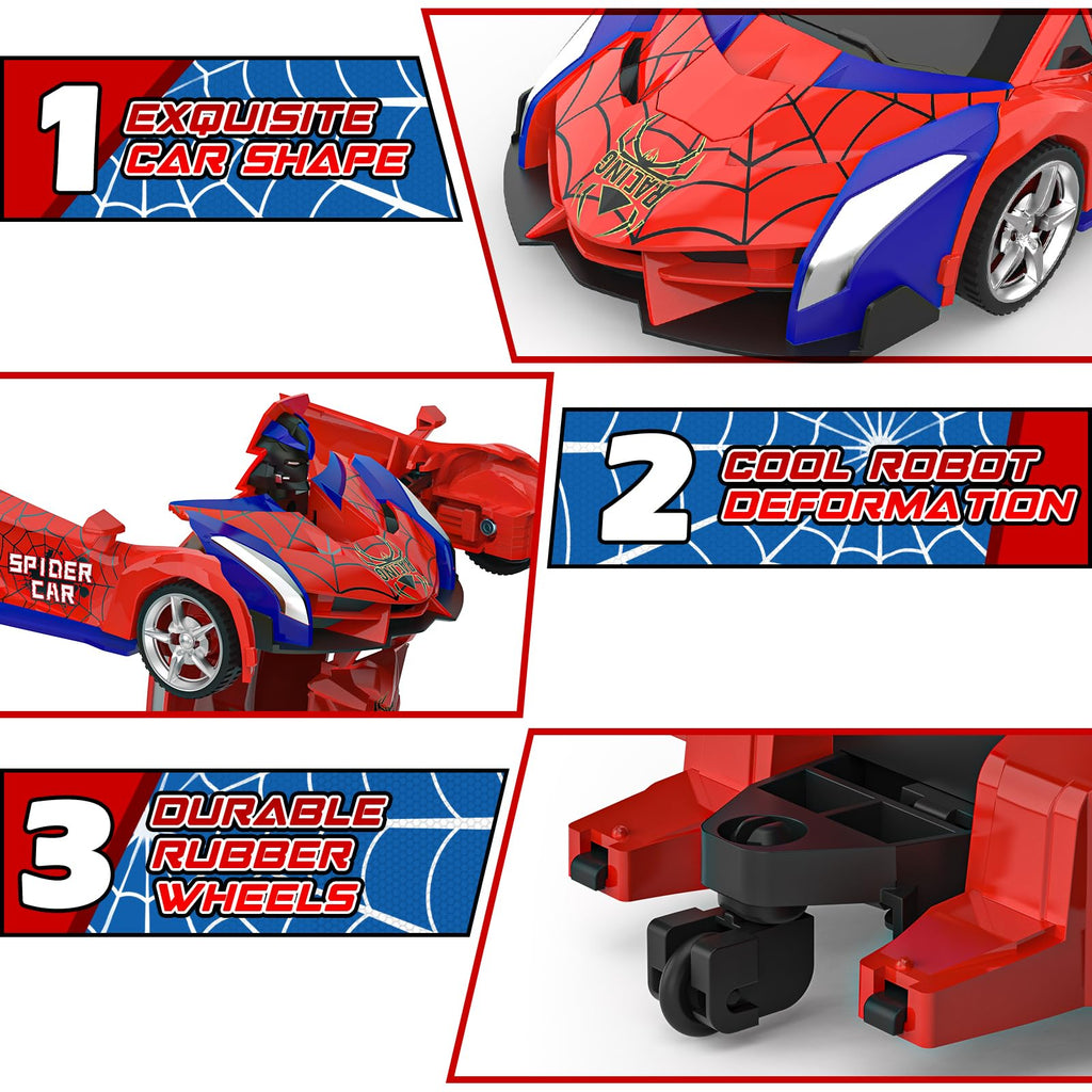 BLUEJAY Transform RC Cars for Boys 3-12, 2.4Ghz Remote Control Car | 1:18 Scale Transforming Robot, One-Button Deformation 360° Rotation Car Toy Gifts for Boys