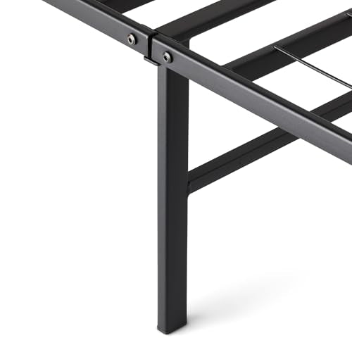 Amazon Basics Bed Frame with Storage, Foldable Metal Platform, Sturdy Steel, No Box Spring Needed, 14-inch High, Tool-Free Setup, Noise Free, Easy Assembly, Queen Size, Black