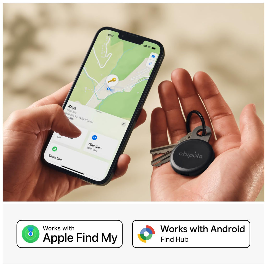 Chipolo Loop - Rechargeable Bluetooth Tracker for Key and Item Locator | Compatible with Apple or Google, Call Your Phone & Out of Range Alerts for Android (Charcoal)