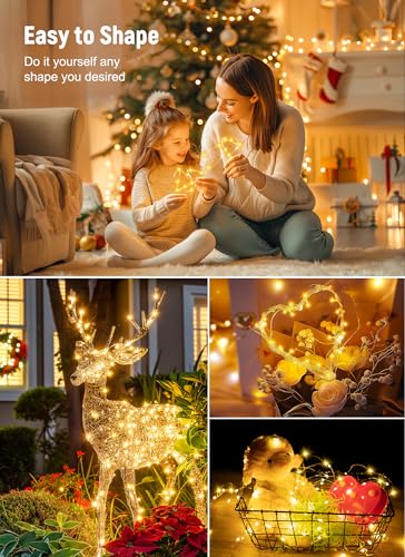 Minetom Twinkle Fairy Lights Plug in, 33ft 100 LEDs USB String Lights | with Remote and Timer, Waterproof 8 Modes for Bedroom Indoor Wreath DIY Wedding Holiday Christmas Decorations, Warm White