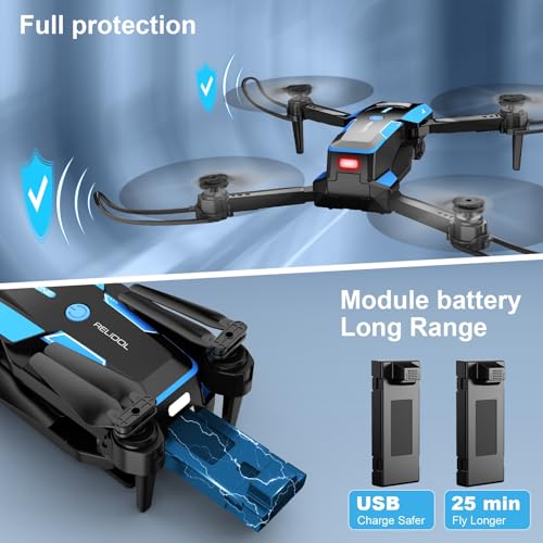 Drone with 1080P Camera - Foldable Remote Control RC Quadcopter FPV Drone | Camera Drone with Gesture Control, 3D Flip, One Key Start, Emergency Stop, 2 Batteries, Toy Drone for Kids Adult Beginners
