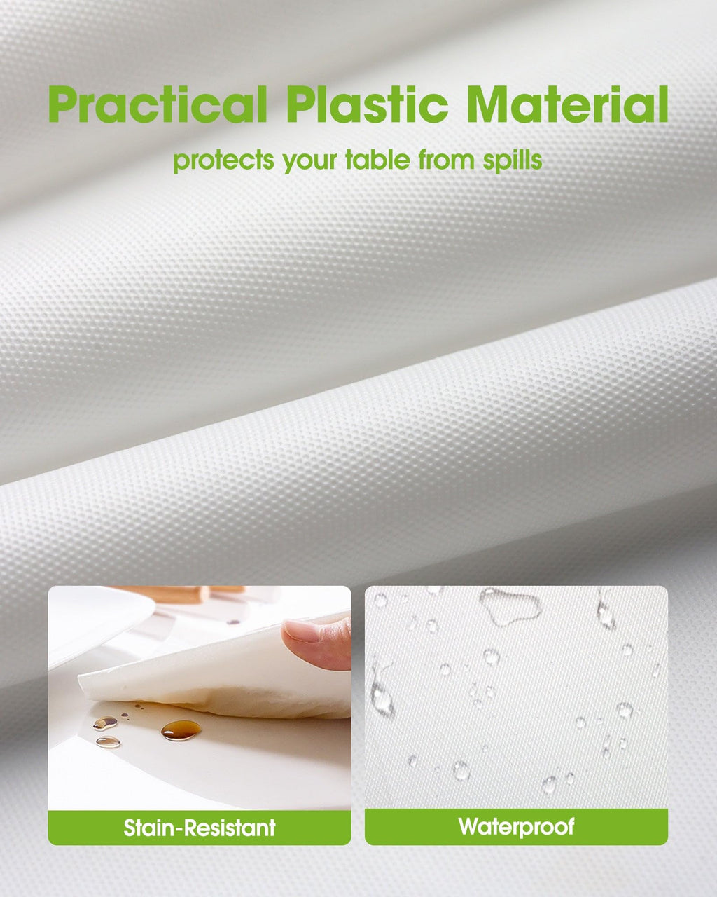 Pureegg Plastic Table Cloth Disposable 54x108 Inch 10 Pack, White | Picnic, Wedding, Party Supplies, Leakproof & Sturdy, Tablecloth, Table Cover