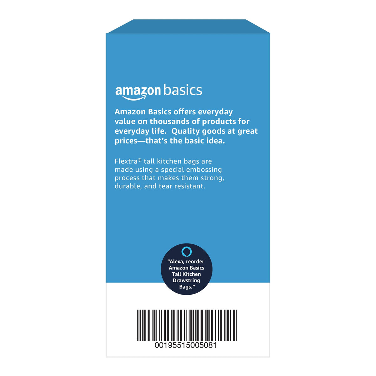 Amazon Basics Flextra Strength Tall Kitchen Drawstring Trash Bags, Fresh Scent, Tear Resistant, 13 Gallon, 120 Count