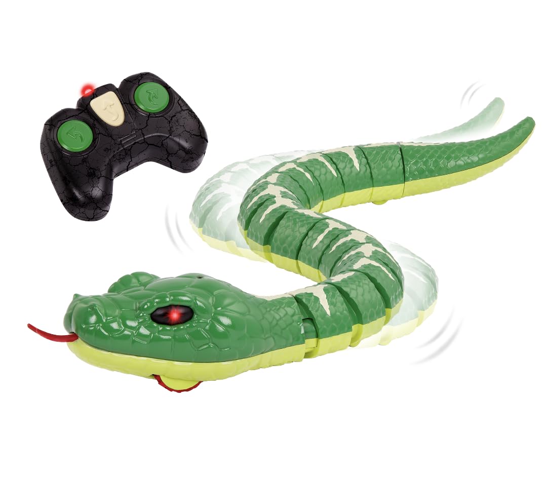 Terra by Battat Remote Control Snake, Emerald Tree Boa, Green, Animals | Electronic snake toy with remote, LED light-up eyes, S-shaped movement, includes 1 snake and 1 remote control, 6+ Years