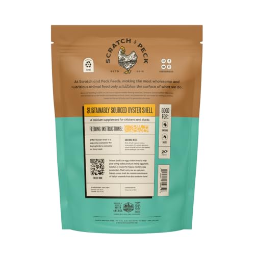 Scratch and Peck Feeds | Oyster Shell Chickens & Ducks | 4 lb Pouch | Essential Calcium Supplement for Eggshell Strength and Hen Health, All Natural, Sustainably Sourced