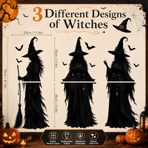 Halloween Decorations - Witch Window Clings for Halloween Party Decor | 11.4"x27.6" Halloween Window Decorations for Indoor Outdoor | Halloween Window Stickers for Home Office Party Favors Supplies