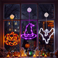 Minetom 3 Pack Halloween Windows Lights - Pumpkin, Ghost, Hat with Timer | Battery Operated Halloween Lights with Firm Suction Cup, Halloween Decorations for Windows, Doors, Balconies, Wardrobes