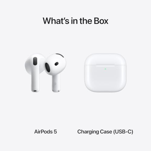 Apple AirPods 5 Wireless Earbuds with Active Noise Cancellation | Bluetooth Headphones, Personalized Spatial Audio, Live Translation, USB-C Charging Case, H2 Chip