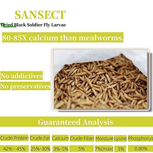 SANSECT 10LB Dried Black Soldier Fly Larvae, Chickens Feed for Wild Birds | High Protein Treats, More Calcium Than Dried Mealworms, 100% Natural Non-GMO Treat for Chickens Wild Birds, Ducks,Reptiles