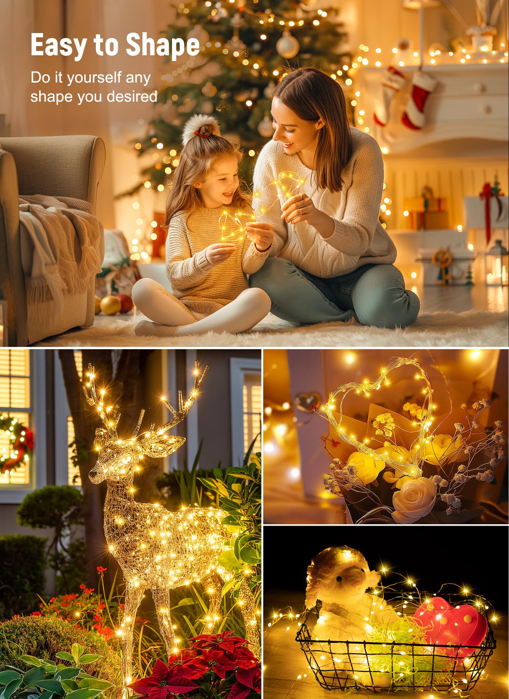 Minetom Twinkle Fairy Lights Plug in, 33ft 100 LEDs USB String Lights | with Remote and Timer, Waterproof 8 Modes for Bedroom Indoor Wreath DIY Wedding Holiday Christmas Decorations, Warm White