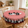 🐓❤️Farmhouse Rooster Tablecloth | Red Buffalo Plaid Chicken Table Cover