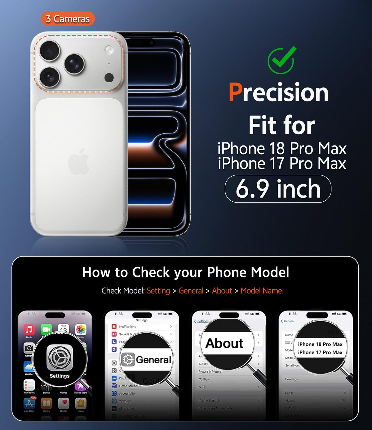 FNTCASE Magnetic for iPhone 18 Pro Max Case/17 Pro Max Case, Clear | Screen Protector, Military Grade Drop Protection, Slim Magnetic Phone Cases, Shockproof Bumper, Transparent Cell Cover