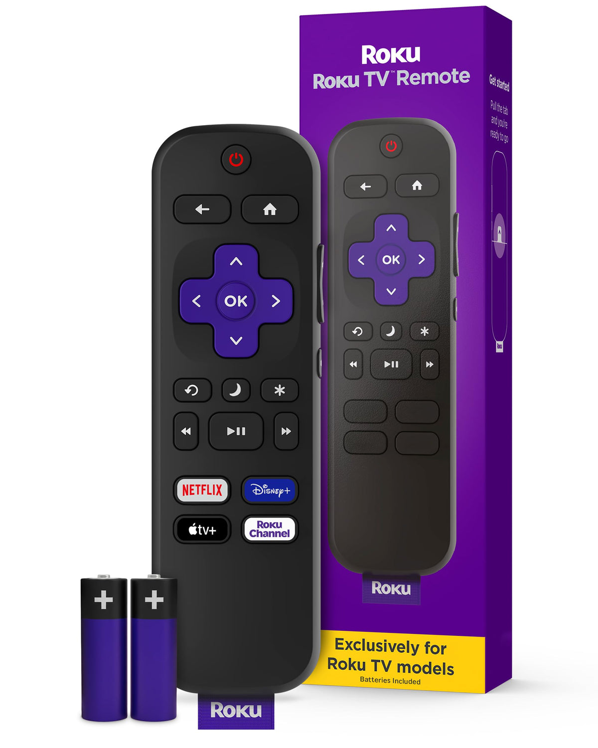 Roku TV Remote Control (Official Manufacturer Product) | Simple Setup & Pre-Set App Shortcuts - Replacement Remote Compatible with RokuTV Models ONLY (Not Roku Players)