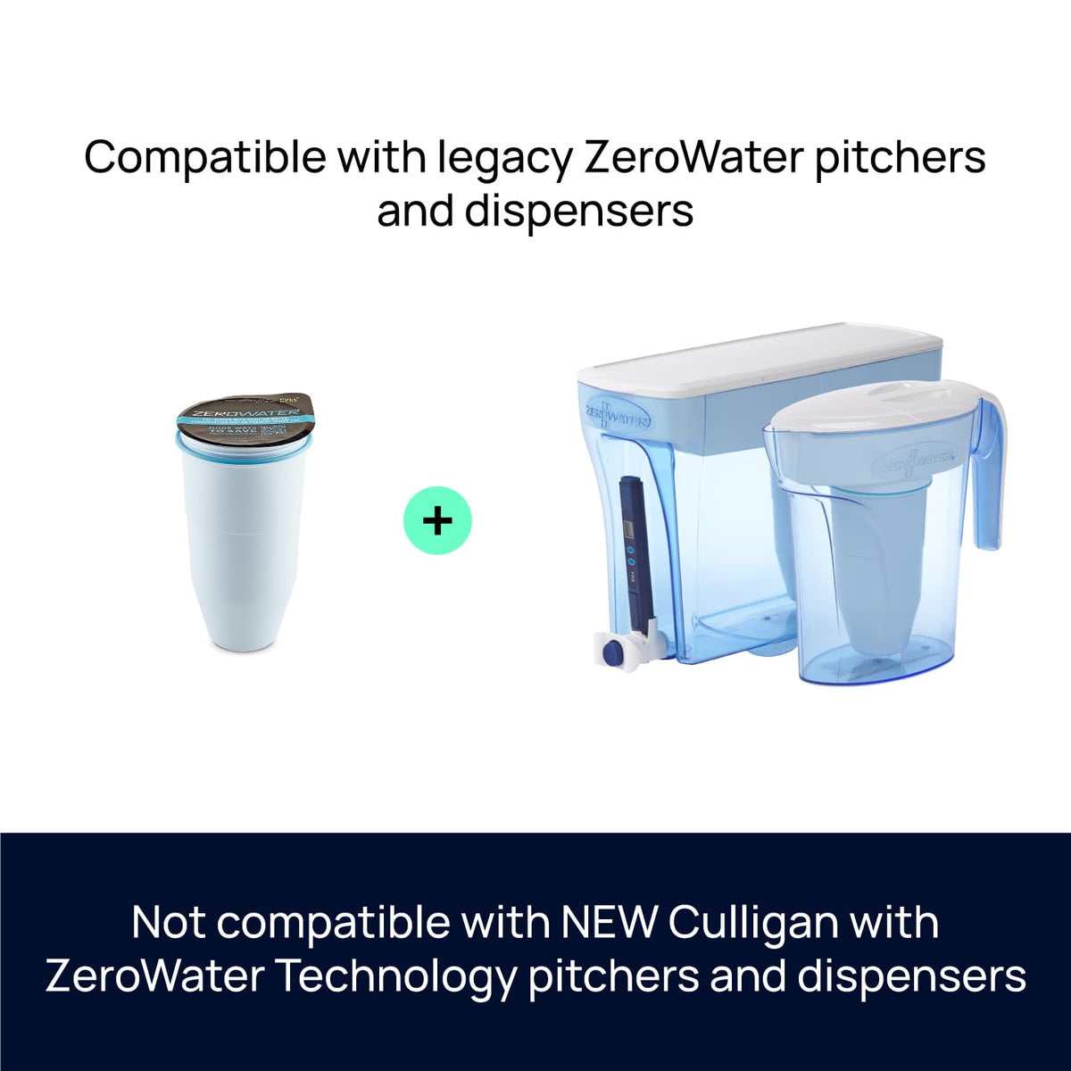 ZeroWater Official Replacement Water Filter Removes PFOA/PFOS 2-Pack​ | IAPMO certified: Lead, chromium, mercury & PFOA/PFOS; 5-stage advanced filtration replacement filter for ZeroWater pitchers​