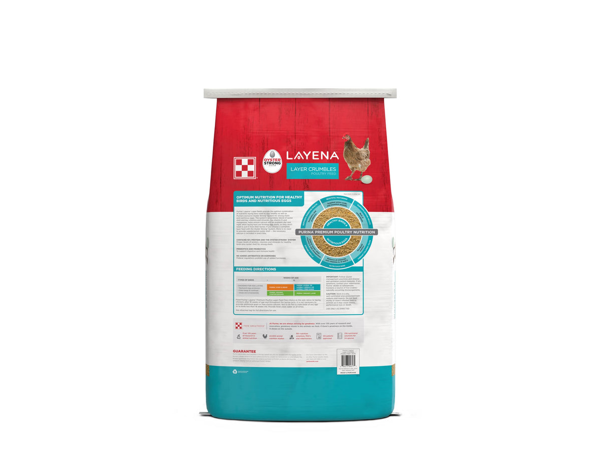 Purina Layena | Nutritionally Complete Layer Hen Feed Crumbles - Chicken Feed | 25 Pound (25 lb) Bag