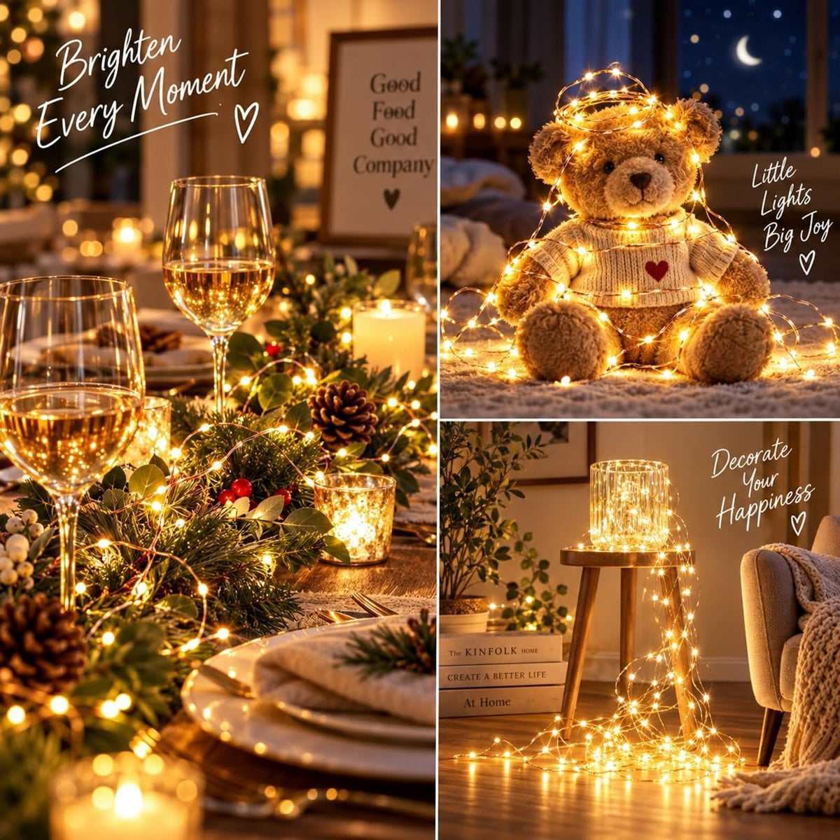 KAQ Fairy Lights Battery Operated with Remote, 4Pack 80FT 240LED Warm White | Timer & 8 Modes, Waterproof Wire, Memory, Cuttable Starry Twinkle String Lights for Bedroom Wedding Classroom Christmas Decor