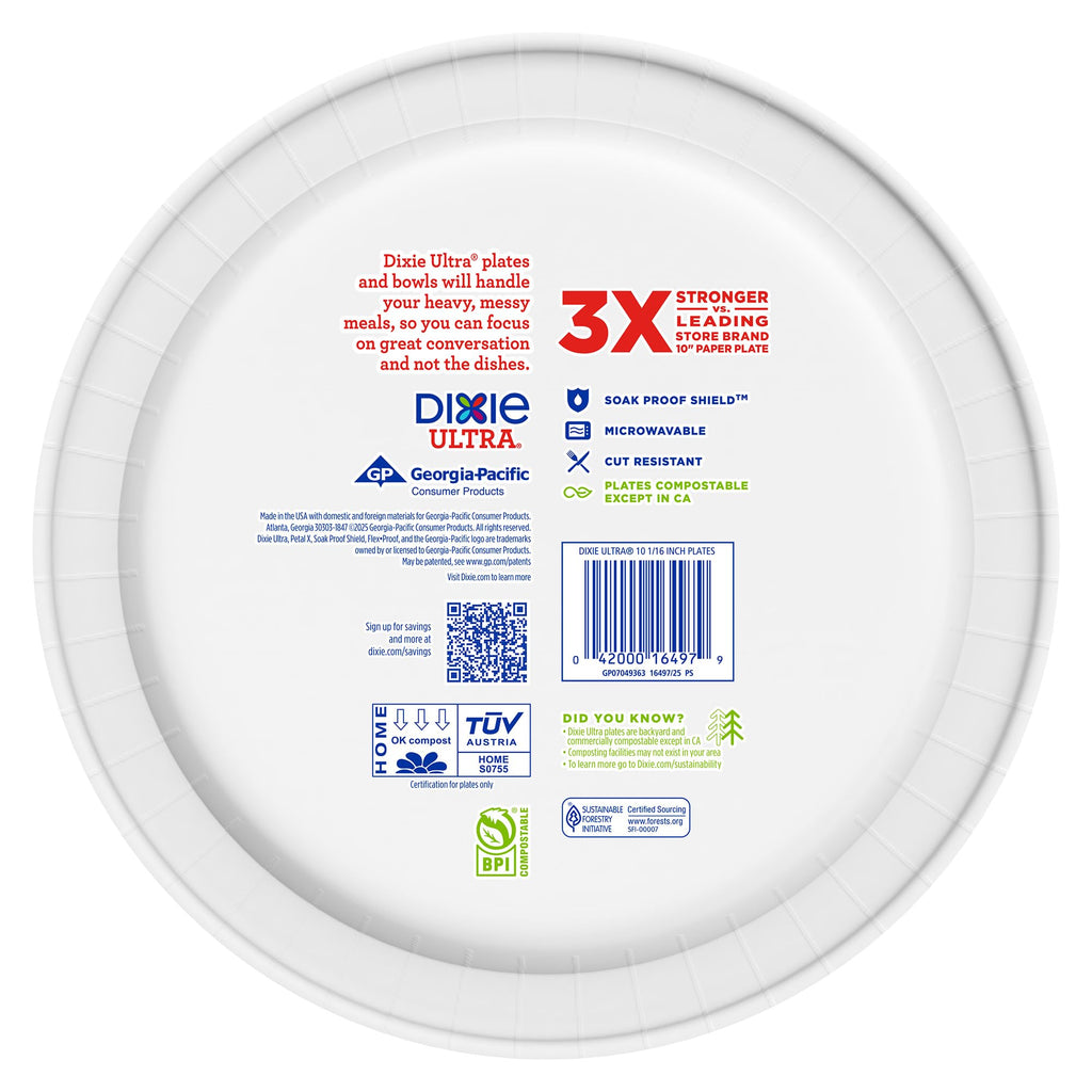 Dixie Ultra Large Paper Plates, 10 Inch, Heavy Duty Disposable Plates